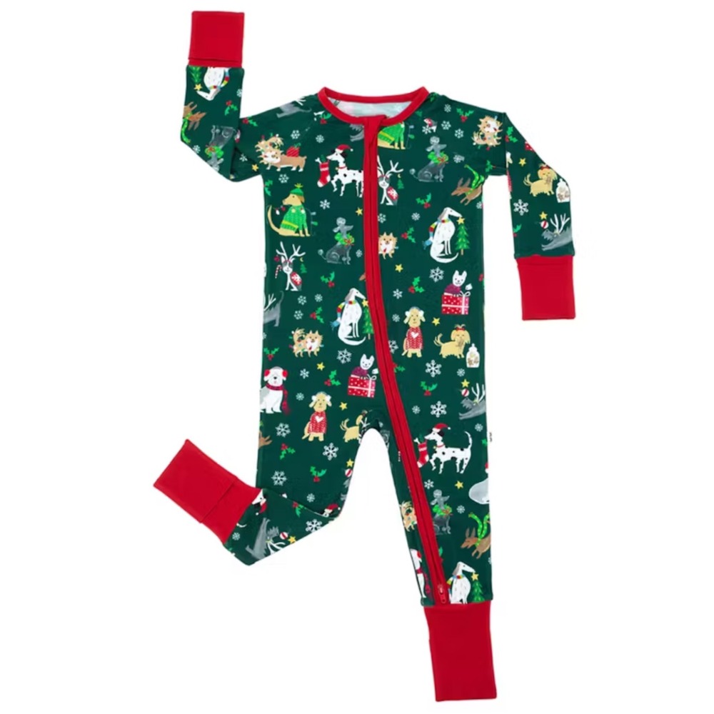 Little Sleepies Kids Holiday Hounds Christmas Dog Print Bamboo Pajamas 6-12M‎